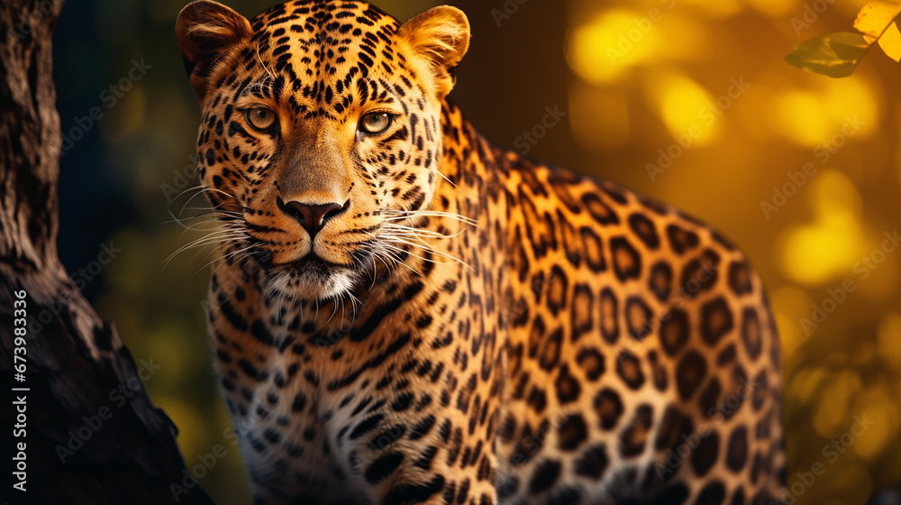 leopardo majestoso na natureza  - obrazy, fototapety, plakaty 