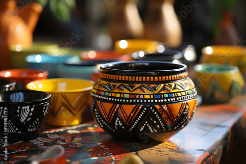 kwanzaa inspired pottery in a close-up shot,