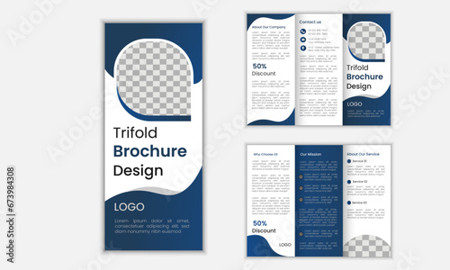 Corporate business trifold brochure template. Modern, Creative and Professional tri fold brochure vector design.