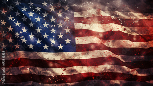 faded and vintage American flag, flag of USA, United States of America,  American pride pride 