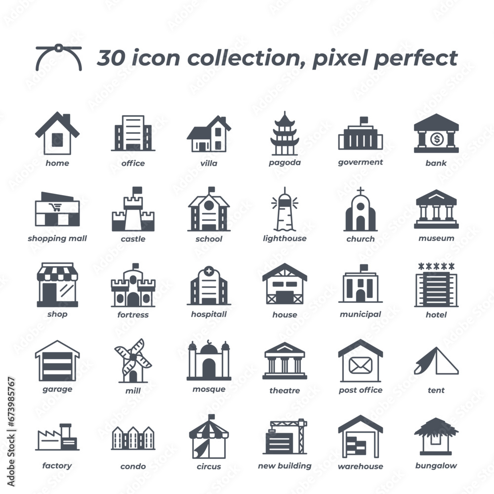 Fototapeta premium Vector sign of the building icon set isolated on a white background. symbol color editable.