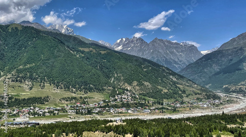 Panorama Blick auf Mestia, Swanetien, Kaukasus, Georgien