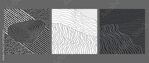 Abstract art for interior design, paintings, covers, posters. Wavy parallel lines in free space. Creative design layout for creative ideas