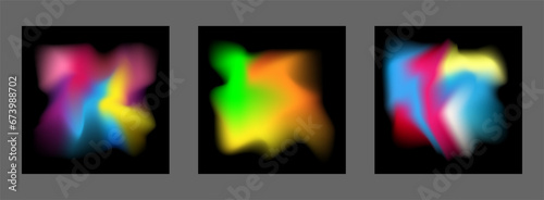 A set of colorful bright backgrounds with gradient blur. Colored glow on a black background. Template for posters, wallpapers, posters, banners and creative design