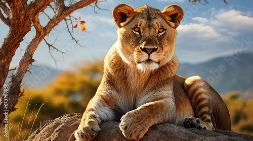 leoa majestosa na natureza 