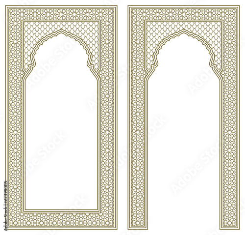 Set two Rectangular frames of the Arabic pattern with proportion 2x1