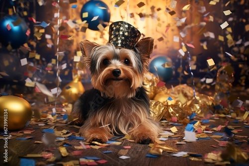 cute yorkie dog greeting card photo