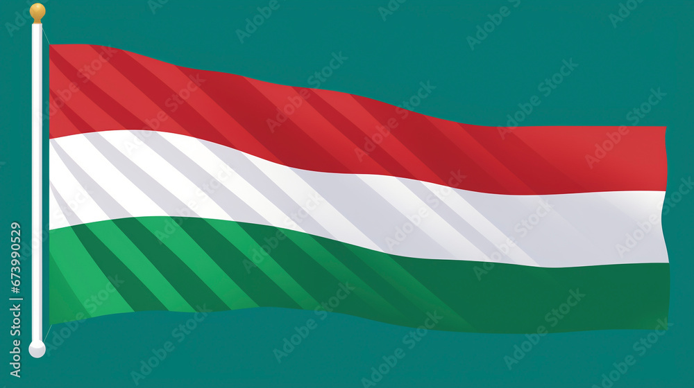 Flag of Hungary, Hungarian flag, flat vector style, on green background Flag of Hungary, Hungarian flag, flat vector style, on green background