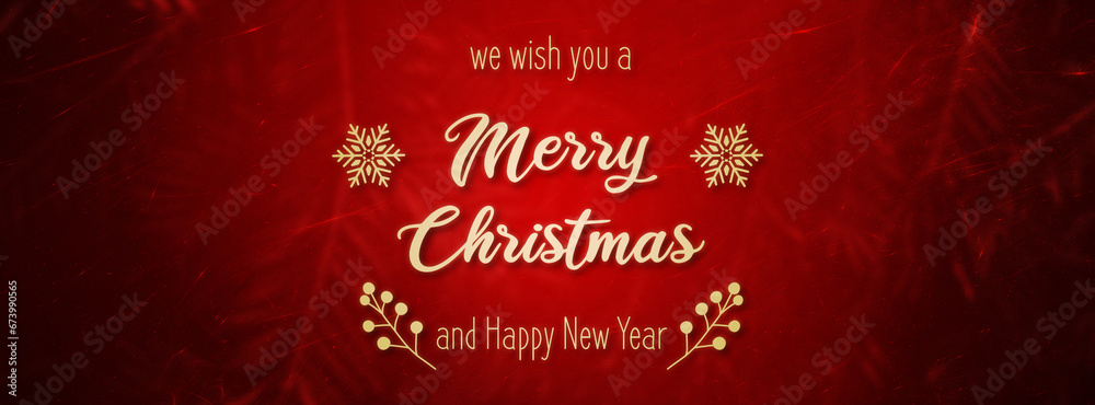 Red Merry Christmas and Happy New Year Banner for Social Media or Print Design