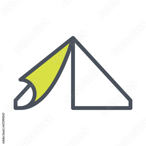 Vector sign of the tent symbol isolated on a white background. icon color editable.