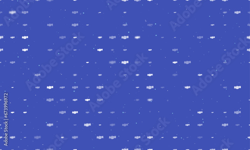 Seamless background pattern of evenly spaced white handshake symbols of different sizes and opacity. Vector illustration on indigo background with stars