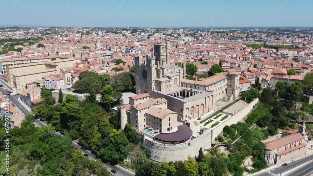 drone video Saint Nazaire Cathedral Béziers France Europe