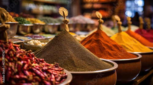 Colorful spices and dyes found at asian or african market
