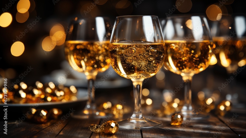 Glasses Champagne Banquet White Sparkling Wine, Bright Background, Background Hd