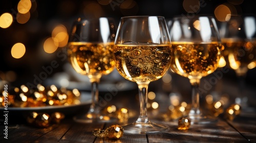 Glasses Champagne Banquet White Sparkling Wine, Bright Background, Background Hd