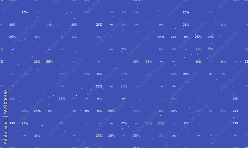 Seamless background pattern of evenly spaced white 25 percent symbols of different sizes and opacity. Vector illustration on indigo background with stars Seamless background pattern of evenly spaced white 25 percent symbols of different sizes and opacity. Vector illustration on indigo background with stars