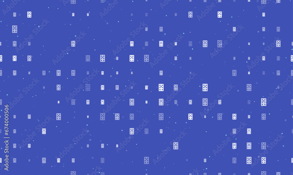 Seamless background pattern of evenly spaced white seven of diamonds playing cards of different sizes and opacity. Vector illustration on indigo background with stars Seamless background pattern of evenly spaced white seven of diamonds playing cards of different sizes and opacity. Vector illustration on indigo background with stars