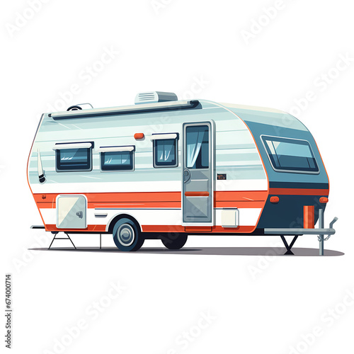 camper trailler flat illustration