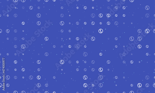 Seamless background pattern of evenly spaced white advantage of oncoming traffic signs of different sizes and opacity. Vector illustration on indigo background with stars