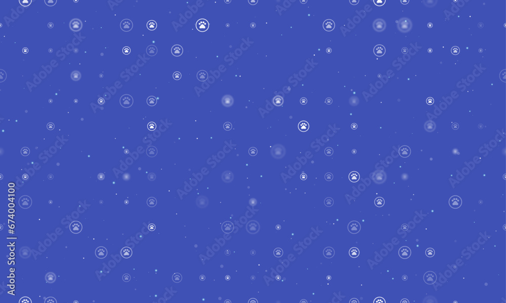 Seamless background pattern of evenly spaced white furry gender symbols of different sizes and opacity. Vector illustration on indigo background with stars