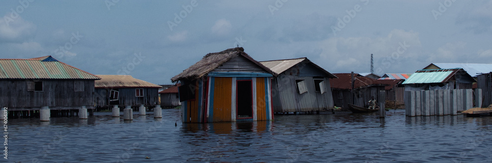 Ganvie, Benin - October 26, 2023 : beautiful view of Ganvie, Benin Ganvie, Benin - October 26, 2023 : beautiful view of Ganvie, Benin