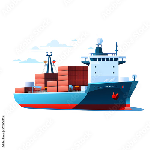 cargo ship flat illustration