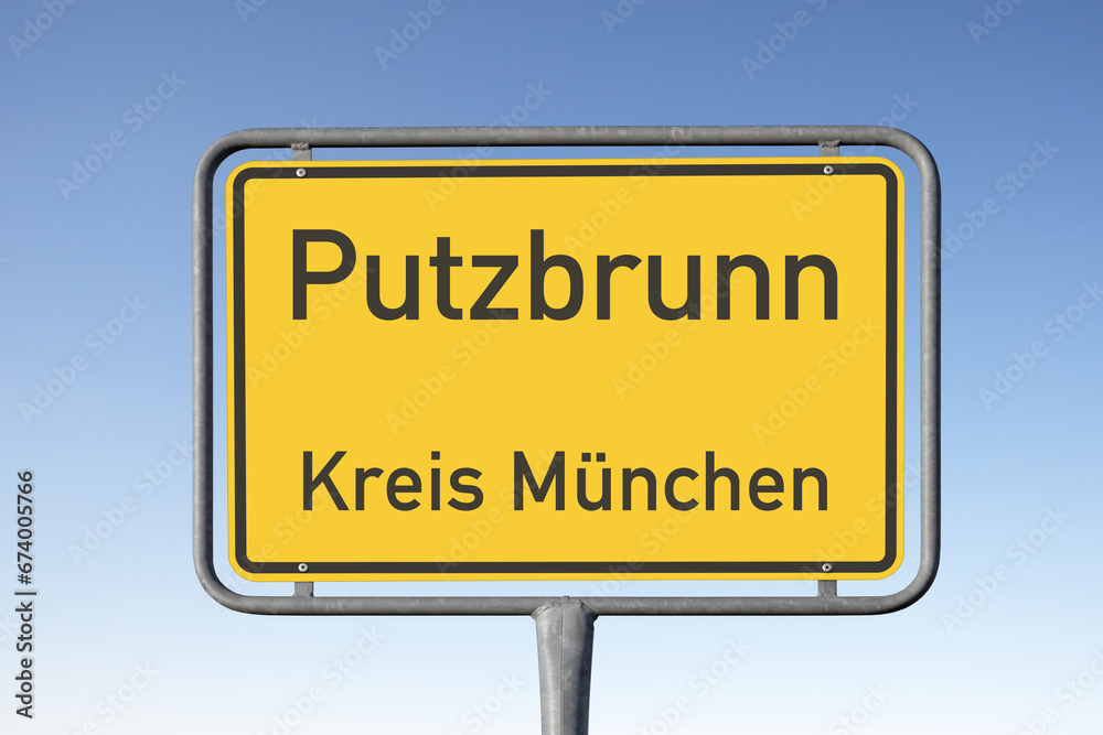 Ortstafel, Gemeinde Putzbrunn, Kreis München, (Symbolbild) Ortstafel, Gemeinde Putzbrunn, Kreis München, (Symbolbild)