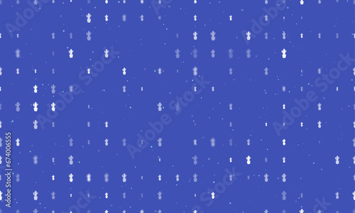 Seamless background pattern of evenly spaced white cactus symbols of different sizes and opacity. Vector illustration on indigo background with stars