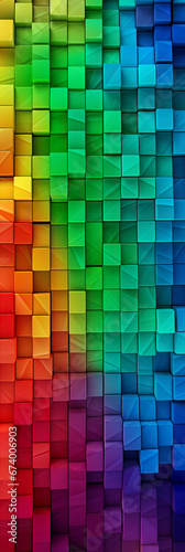 abstract rainbow background with uneven, protruding blocks