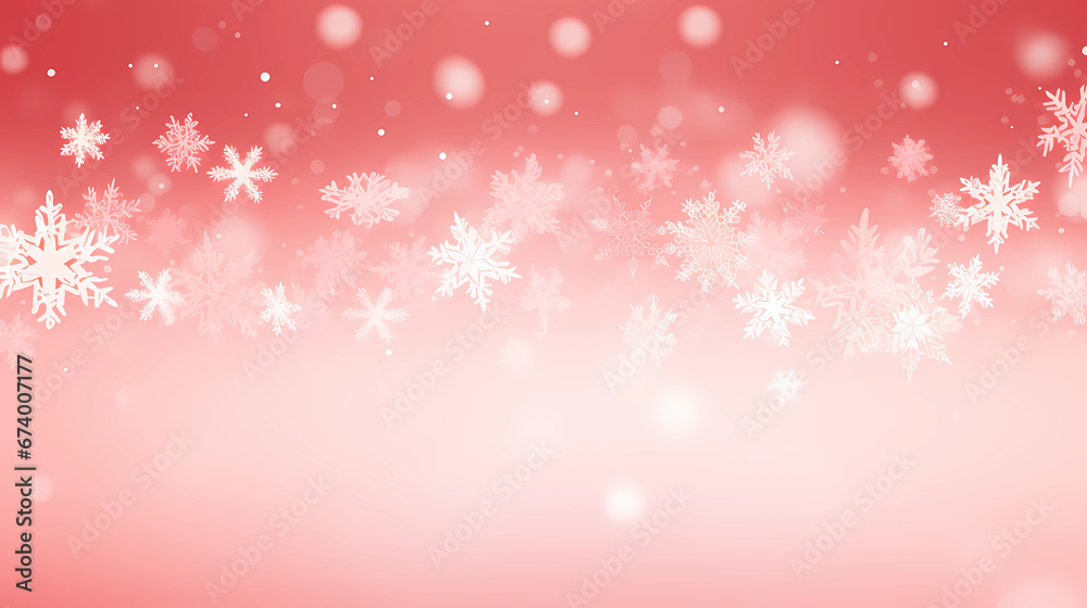 light red gradient background with white snowflakes, Festive Christmas background banner light red gradient background with white snowflakes, Festive Christmas background banner