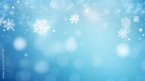 light blue gradient background with white snowflakes, Festive Christmas background banner © Massimo Todaro