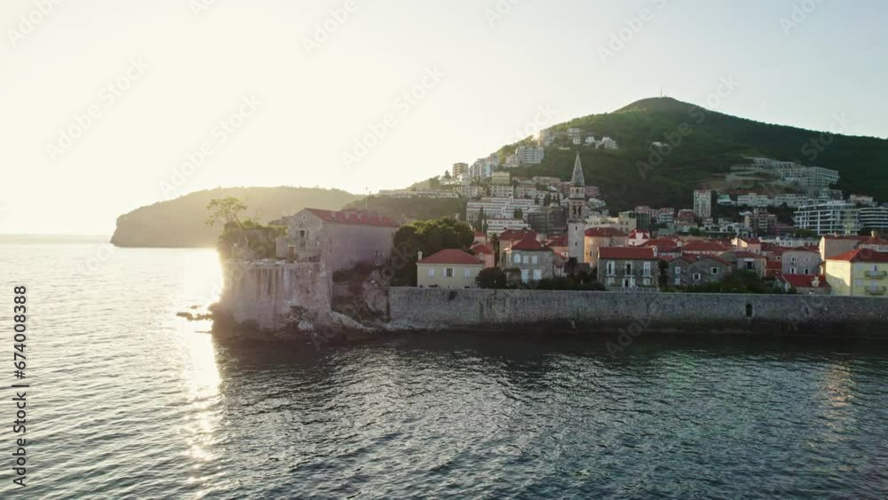 Aerial view of the old town centre of Budva in Montenegro Aerial view of the old town centre of Budva in Montenegro