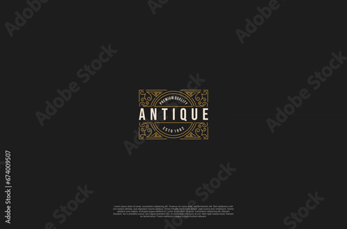 Old vintage label, ornament logo antique label decorations. Vector design element

