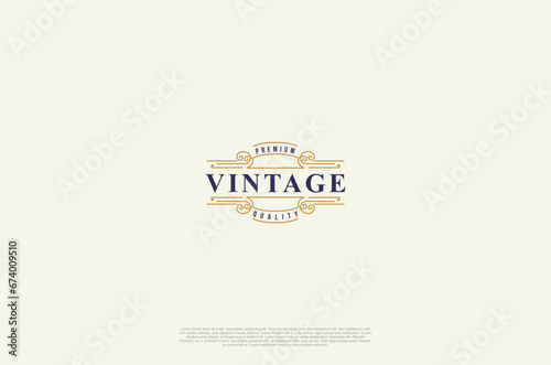Old vintage label, ornament logo antique label decorations. Vector design element
