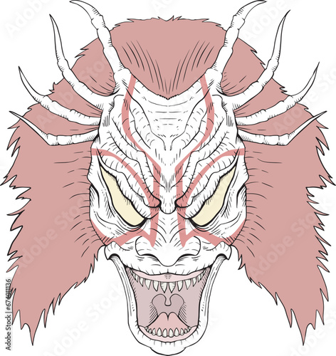 Kabuki character head draw