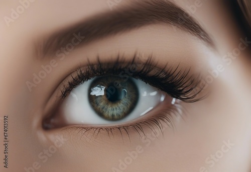 Close-up detail beautiful female eye macro fashion natural makeup