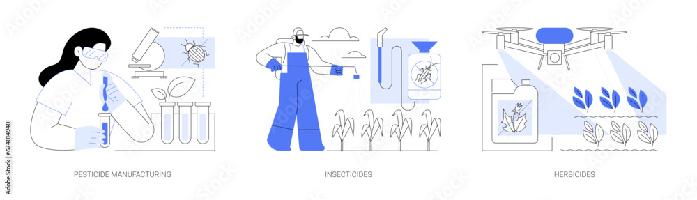 Use of pesticides isolated cartoon vector illustrations se Use of pesticides isolated cartoon vector illustrations se