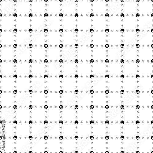 Square seamless background pattern from black laughter Emoticons are different sizes and opacity. The pattern is evenly filled. Vector illustration on white background