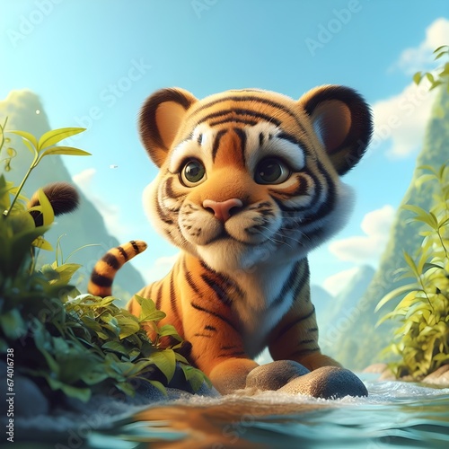  The tiger in the forest. Gerenative ai