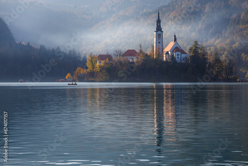 Lake Bled Slovenia. With small Pilgrimage Church. © alpinetrail
