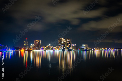 city skyline at night