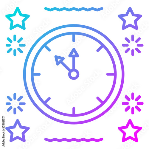 New Year Clock Icon