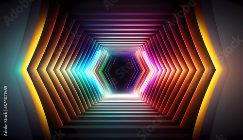 a colorful background with lines of light coming from the center of the image and the colors of the lines in the background