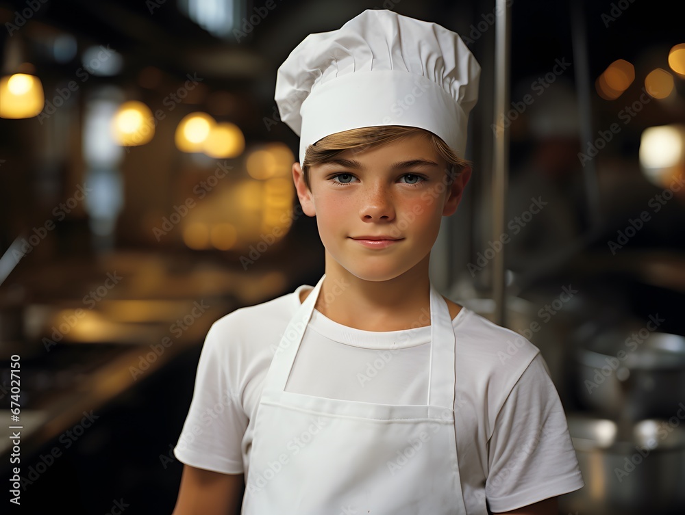Real Emotions in the Kitchen: Boy Chef's Intense Gaze (58 characters) Real Emotions in the Kitchen: Boy Chef's Intense Gaze (58 characters)