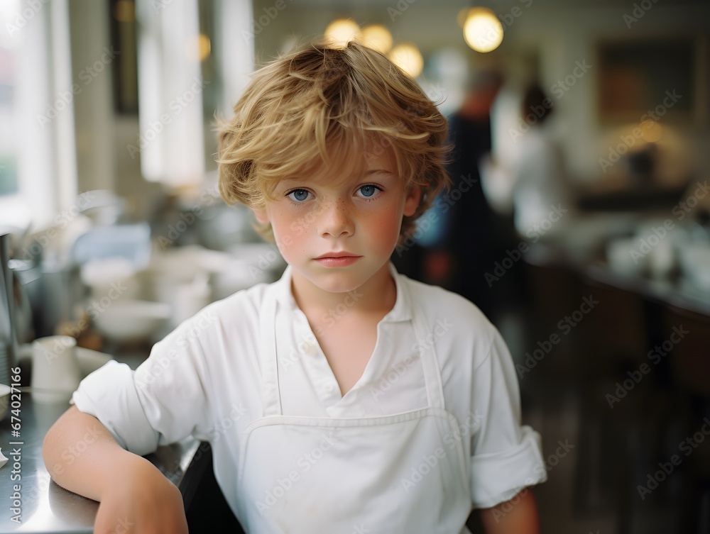 Authentic Chef: Candid Portrait of a Focused Boy in the Kitchen Authentic Chef: Candid Portrait of a Focused Boy in the Kitchen
