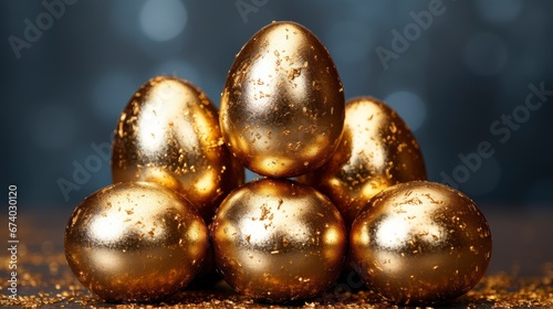 Easter Eggs Painted Gold Paint On , Bright Background, Background Hd