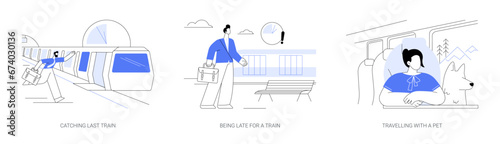 Public transport passenger abstract concept vector illustrations.