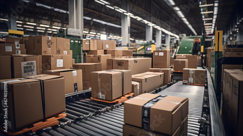 An Engaging Image of Cardboard Box Packages Seamlessly Moving Along a Conveyor Belt in a Busy Warehouse Fulfillment Center, Highlighting the Efficiency and Automation That Powers Modern E-commerce © Aaron Wheeler