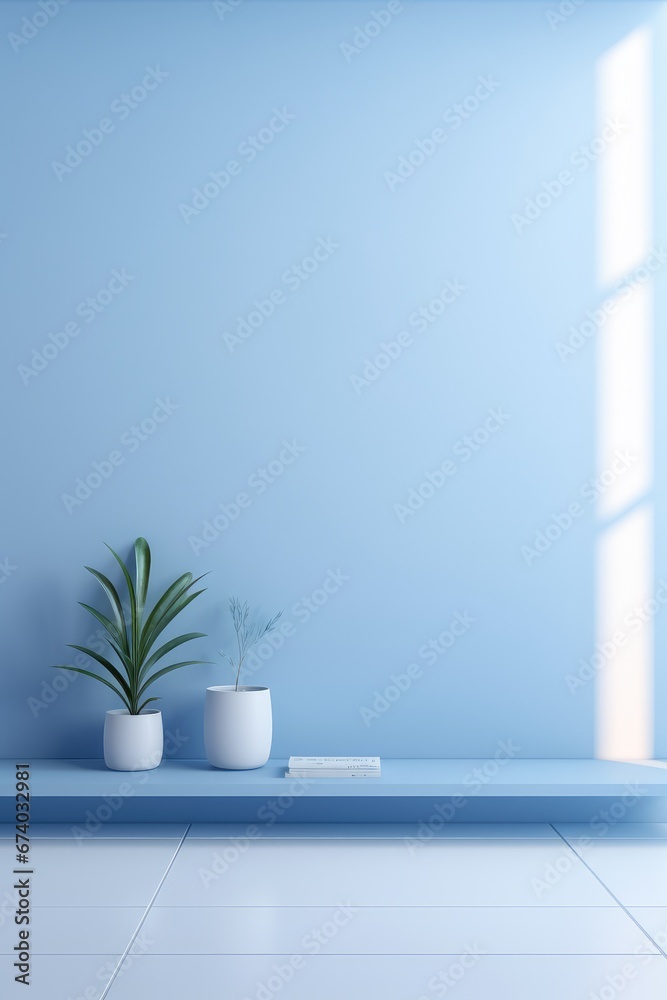 Empty room with blue wall