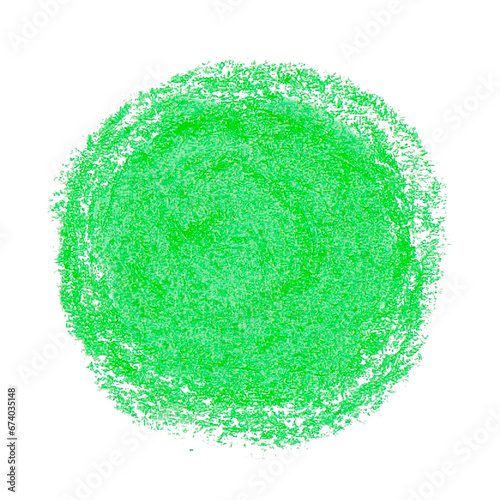 Hand painted green circle handdrawn with pastel crayon. Png clipart isolated on transparent background